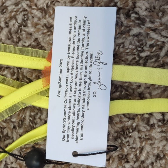 For Love And Lemons Mirabelle yellow floral cherry garter belt - Picture 6 of 10